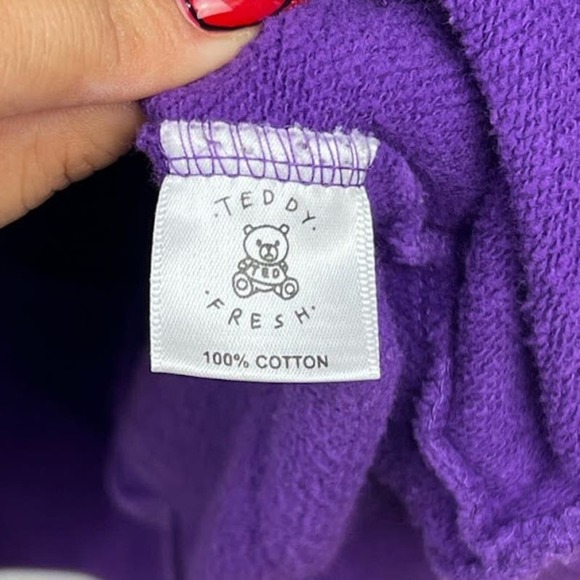 Teddy Fresh Colorblock Multi color 100% cotton Hoodie size medium - Picture 7 of 7